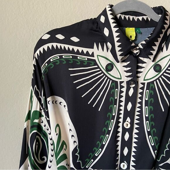 Rare Farm Rio Mystic Scarf Midi Black Shirt Dress Lenzing Wrap Size XS - Picture 9 of 15